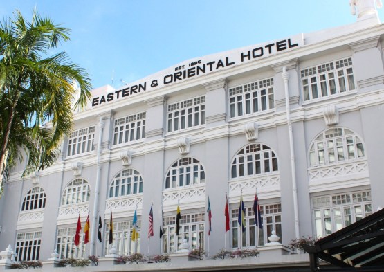 The Facade of the Eastern & Oriental Hotel (built in 1885) today.