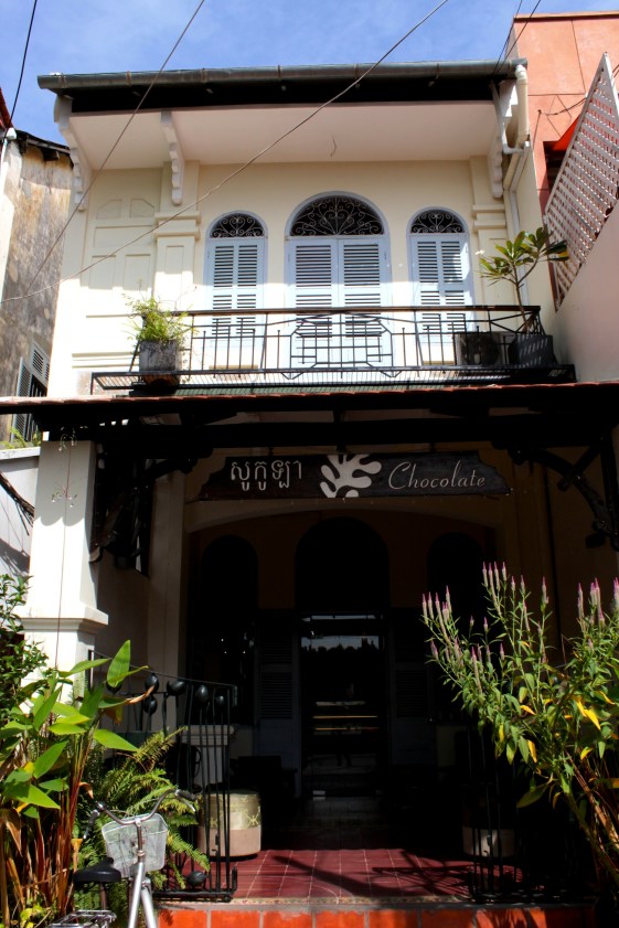 Traditional Chinese/Southeast Asian shophouse along Street 240, transformed into a cafe.  