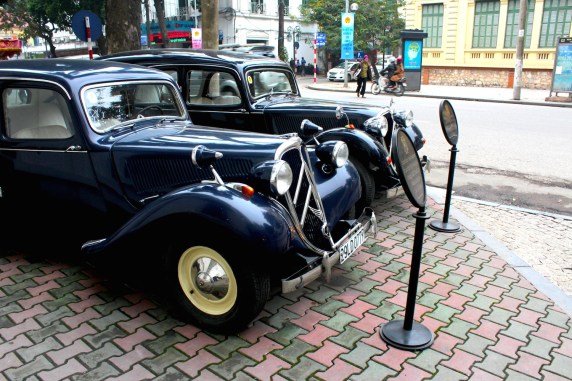 Vintage Citroens at the hotel. 