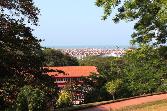 View from St Paul's Hill of Malacca town and the Straits of Malacca.