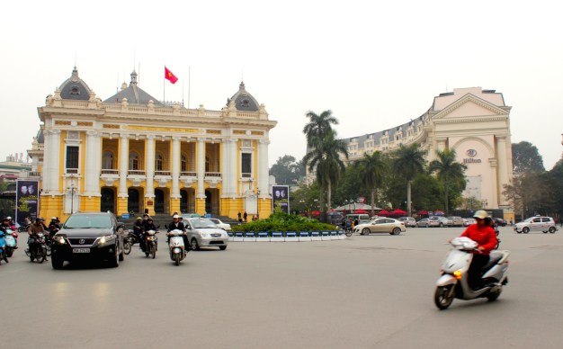 The Hanoi Opera House and the Hilton Hotel. 